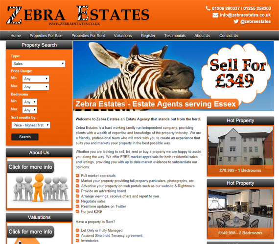 Zebra Estates Website Screenshot