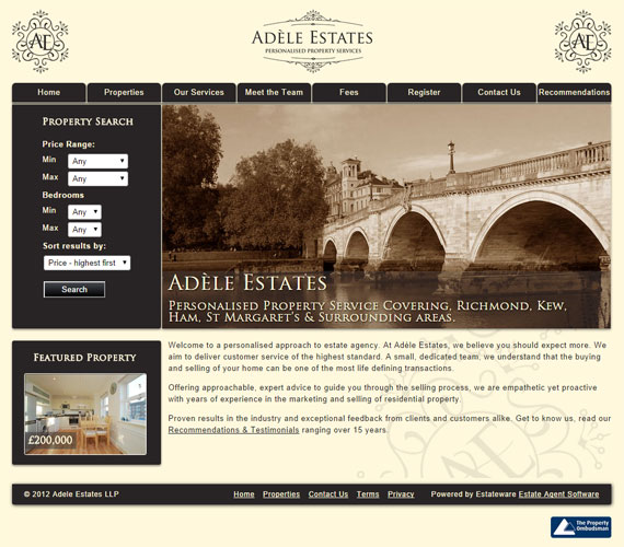 Adele Estates Website Screenshot