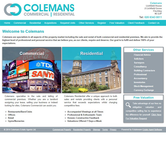 Colemans Website Screenshot