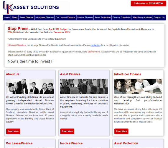 UK Asset Solutions Website Screenshot
