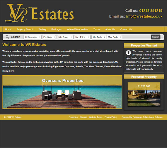 VR Estates Website Screenshot