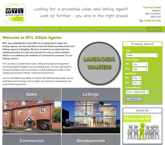 WYL Estate Agents Website Screenshot